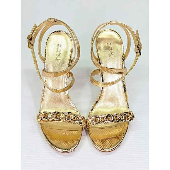 Michael Kors Asha Embellished Snake Embossed Leather Sandal Size 9.5 (MSRP $225) - Picture 5 of 12